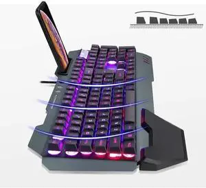 HCUCTOS Mouse Set, LED Backlit Mechanical Feel Business Office Keyboard Colorful Breathing Backlit Gaming Mouse,PC Computer Game and Work for Or Primer Gaming
