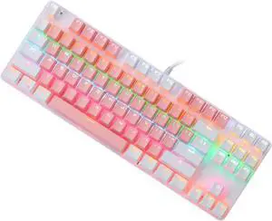 jojofuny RGB Backlit Mechanical Gaming Keyboard Dual Molding Keycap Multimedia Function Frosted Panel