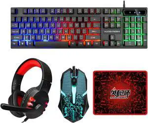 LABRIMP 1 Set Gaming Keyboard Mouse Headset Wired LED Computer Accessories Ergonomic Design High Performance