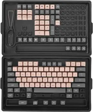 130pcs Frosted PBT Keycap Set, Color Contrast Design, Light Transmission, Full Coverage for Mechanical Keyboards, DIY Replacement Keycaps with Axle Puller