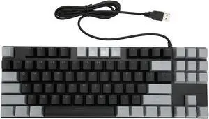 87 Keys RGB Backlit Mechanical Keyboard, Blue Switch Wired Ergonomic Design for Laptop/PC, Portable Gaming & Typing Keyboard(Wired Black Gray)
