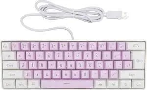 Gaming Keyboard 61 Keys Ergonomic, 6 RGB Backlit Modes, USB Wired, Compact 60% Layout for Desktop and Laptop