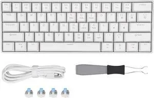 RockVOQRN 60% Mechanical Gaming Keyboard Compact Blue Switches LED Backlit for Windows Laptop PCs