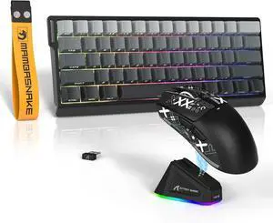 ATTACK SHARK × MAMBASNAKE X60 HE Mechanical Wireless Gaming Keyboard and X11 Mouse Combo,Magnetic Switch,8K Polling Rate,Hall Effect,Rapid Trigger,PAW3311 Optical Sensor,22K DPI,Lightweight-Black