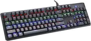 Wired Mechanical Gaming Keyboard with Green Switches, RGB Illumination, Full-Key Anti-Ghosting, USB Gaming Keyboard for PC  Clicky, Fast Response, Easy to Clean