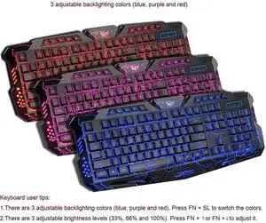 USB Wired Gaming Keyboard and Mouse Combo - Cracked Colors Change LED Backlit, 19 Keys Anti - Ghosting, Ergonomic Design - Compatible with Win 7/8/10/Mac/XP/Vista