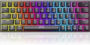an.t Esports MK1200 Mini Wired Mechanical Gaming Keyboard with RGB Backlit Lighting and 60% Compact Form Factor - Red Switch