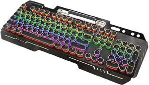 Gaming Keyboard Mouse Combo LED Rainbow Backlit Gaming Keyboard RGB Gaming Mouse Ergonomic Wrist Rest 104 Keys for Windows & Mac PC Gamers