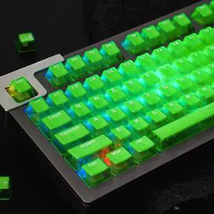 Custom Pudding Keycaps Set 130 Keycaps,PBT Double Shot Backlight OEM Profile Keycap for ANSI (US) Standard Layout Mechanical Gaming Keyboards,Full Size,TKL,75%,60% (Green)