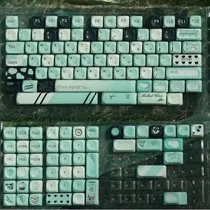 PBT Green Keycaps Set MOA Profile Cute Keycaps Custom Dye-Sublimation Keyboard Keycaps for 60% 65% 70% 75% 100% Switches Mechanical Keyboard,A
