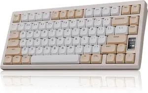 Chilkey ND75 LP Low Profile Keyboard: 75 Percent Wireless Aluminum Mechanical Gaming Keyboard w/Screen, Tri-Mode, Quick Disassembly, RGB Backlit Key Board for Laptop Office PC (Beige)