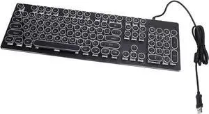 Mechanical Gaming Keyboard, Blue Switch 104 Keys RGB Backlit Office Keyboard Ergonomic Stepped Keycap Anti Ghosting Easy to Clean USB Wired Computer Keyboard for Gaming, Office