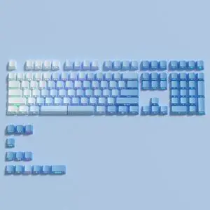 PBT keycaps,Double Shot Shine Through Custom Keycaps,Gradient Keycaps,Side Printed Keycap,Shine Through keycap for Mechanical Gaming Keyboards,Blue