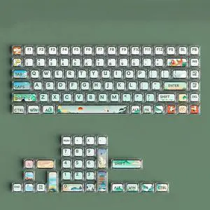 Astronaut Theme Keycaps,Double-Layer Keycaps with Transparent Cover Cap,XDA Profile Custom Keycaps for with 60% 75% 96% 100% Mechanical Gaming Keyboard,Crane 116 keycaps