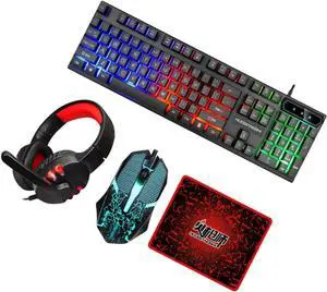 Angoily Stable Keyboard Mouse Headset Mousepad Gaming Keyboard Mouse Headset Set for Computer Accessories
