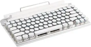 Typewriter Keyboard, Mechanical Gaming Keyboard, Typewriter Style Retro Punk Gaming Keyboard, 83 Keys Blue Switch Retro Punk Keyboard (White)