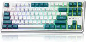 FL ESPORTS 75% Keyboard, Wireless Gaming Keyboard, 3-Modes Creamy Mechanical Keyboard Hot-Swap, 87 Key RGB Keyboard with Pre-lubed Linear Switch for PC/Tablet/PS/Xbox (Green)