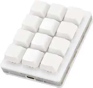 RGB Mini 12 Key Gaming Keyboard, USB C Wired Macro Mechanical Keypad, Red Switch, Shortcut Custom Gaming Keyboard PC Keypad Key Board for Office Work Game (White)