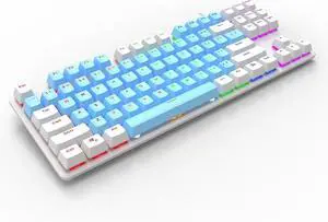 Mechanical Keyboard 5 Color LED Multi-Mode Atmosphere Backlit Keyboard Mechanical Gaming Keyboard 87 Keys Compact Brown Switch Anti-ghosting USB Wired Computer Keyboard for Laptop