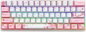 ZMX Cherry Blossom Pink Mechanical Keyboard,60% Compact Hot Swappable OUTEMU Switch USB-C Wired Gaming Keyboard 61 Keys Mini Ergonomic Keyboard Dye-Sublimation PBT Keycap (Black Switch)