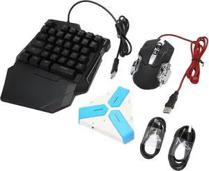 Keyboard Mouse Converter Combo, Plug and Play High Sensitivity Silent Gaming Keyboard Mobile Game Converter 5.0 for Mobile Game