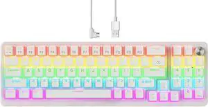 ELECGO Mechanical Gaming Keyboard, USB Wired Gaming Keyboard, Swappable Red Switch, 77 Keys Anti-Ghosting & Ergonomic Design, Rainbow LED Backlit Mechanical Keyboard for PC, Laptop, Gaming, Office