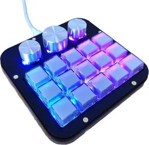 15 Key Macro Programmable Keyboard,Macro Mechanical Gaming ,Custom Knob KeyPad, Hotswap Blue Switch Gaming Keyboard,USB C Wired 15 Key Keyboard with Software For Win ,Mac OS (Black&RGB&Copper Plate)