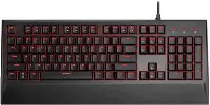 XIXIDIAN Full Size Mechanical Gaming Keyboard, 104 Key Red Backlit Ultra-Slim Wired USB Keyboard,Ideal for Windows Mac Gaming