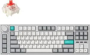 LEMOKEY L3 TKL Layout Wireless QMK/Launcher Full-Metal Hot-Swappable RGB Backlight Custom Mechanical Keyboard for Windows/Linux, Gateron Red Switch, Fully Assembled Knob - Silver