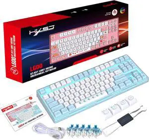 Sleek 87 Keys Gaming Keyboard Unique Cartoon Pattern Wire USB Mechanical Keyboard Anti-Ghost Keyboard with Removable Cable