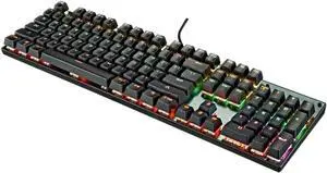 HEMOTON RGB Backlit Mechanical Keyboard Keys Sturdy Key Caps Gaming Keyboard for Home Office