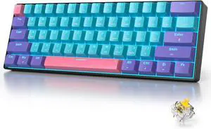 Fogruaden 60 Percent Wireless Gaming Keyboard, Wired/Bluetooth Mechanical Keyboard 60%, RGB Backlit, Hot-Swappable Yellow Switch, 61 Keys NKRO Gaming Keyboards for Win/Mac