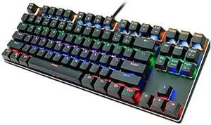 Mechanical Gaming Keyboard, Compact 87-Key Mechanical Computer Keyboard Blue Equivalent Switch for Windows PC Gamers (Black RED LED Backlight)