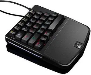 One-Hand Mechanical Keyboard, Wired Gaming Keyboard, 28-Key LED Backlight, Blue Switch, Ergonomic Wrist Strap, for PC Laptop