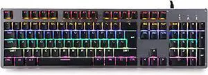 Wired Gaming Keyboard, Mechanical Keypad, USB Interface, 13 Colors Cool Backlight Effect, for Home Office PC Game White(Black)