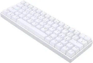 64 Keys Mechanical Keyboard Gaming Keyboard, Triple Modes Type C Wired Connection Pure White Keyboard with Backlight, Rechargeable Portable Computer Keyboard Support Shortcut