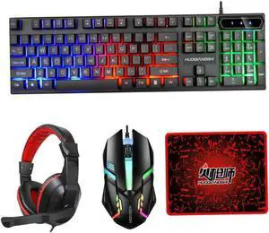 Uonlytech Premium Gaming Keyboard Mouse Pad Headset Set Led Backlit Comfortable for Extended Gaming Easy to