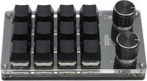 Mini Keypad 1 Handed Mechanical Keyboard Wired USB Programmable Macro RGB Knob, Blue Switch, Portable for PC