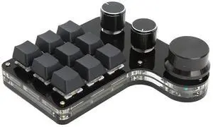 One Handed Programmable Mechanical Keyboard with 3 Knobs, Programming Macro Pad, USB 9 Key Mini Keypad, RGB Backlit Mini Gaming Keypad [ Blue Switch ]