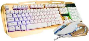 Corsehild Gaming Keyboard USB Wired Keyboard, Ergonomic Water-Resistant Mechanical Keyboard, LED Backlit Keyboard for Desktop, Computer, PC