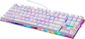 Mechanical Keyboard, 87 Keys Dazzling RGB Backlit Transparent Back Cover Wired Gaming Keyboard, USB Ergonomic Widely Compatible Anti Ghosting Keyboard for Computer Gamers and Typists(Red Shaft)