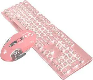 LJFLI Gaming Keyboard Wireless Punk Keyboard Game Office Retro Punk Steam Keyboard