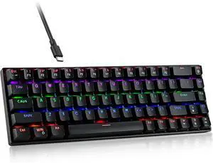 RaceGT Wired Mechanical Gaming Keyboard - 67 Keys Ultra-Compact Mini Keyboard, Wired USB Keyboards, Multi Color RGB Illuminated LED Backlit for PC Gamer Computer Desktop (Black)