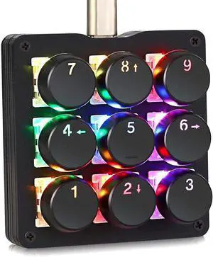 Macro Keypad 9 Keys Mechanical Keyboard Mini One Handed RGB Backlit Portable Programmable Single-Handed Gaming Keypad for OSU Electric Contest Game PC Laptop MAC Win Geeker Outemu