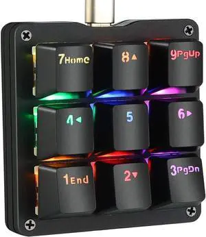 Macro Keypad 9 Keys Mechanical Keyboard Mini One Handed RGB Backlit Portable Programmable Single-Handed Gaming Keypad for OSU Electric Contest Game PC Laptop MAC Win Geeker Outemu