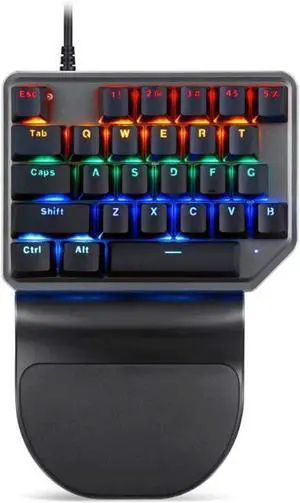 One Handed Gaming Keyboard,27 Keys,Blue Switch,9 RGB Backlit USB Wired Mechanical Gaming Keyboard for Keyboard Computer/PC/Desktop/Laptop