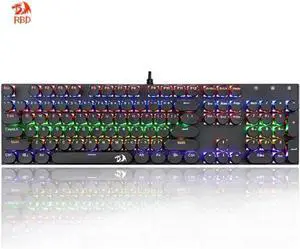 Mechanical Gaming Keyboard 104 Keys Multicolor LED Backlit Anti-Ghosting Water-Proof K350S Typewriter Keyboard Cyan Switches 2017 New Version(Black)