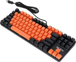 Mechanical Gaming Keyboard Wired USB 87 Key Computer Keyboard, 9 Backlight Modes Rainbow Backlit, Ergonomic Design Light Up Keyboard for PC and Laptop (Orange Black)