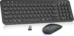 Rechargeable Wireless Keyboard and Mouse, Three Mode (BT1/BT2+2.4G) Wireless Keyboard & Silent LED Mouse, Slim Compact Office Sets, Multi-Device Compatible with Laptop MacBook Mac Tablet PC Computer