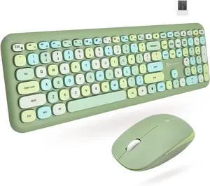 X9 Green Keyboard and Mouse Combo - 2.4G Wireless Connectivity - Transform Your Space with a Cute Wireless Keyboard and Mouse Retro Set - Colorful Keyboard and Mouse - Aesthetic Keyboard